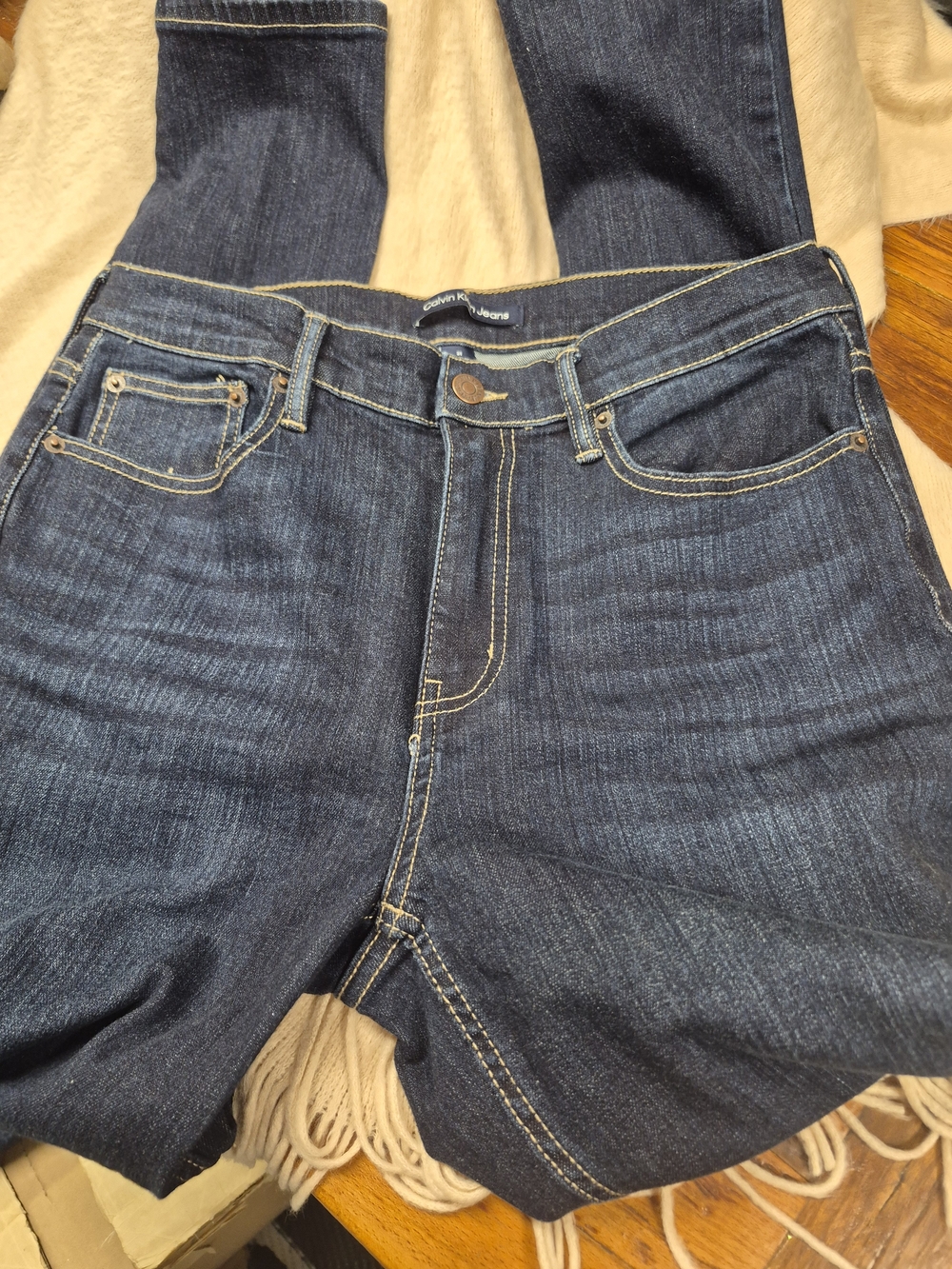 Women's Calvin Klein Dark Indigo Straight Leg Jeans